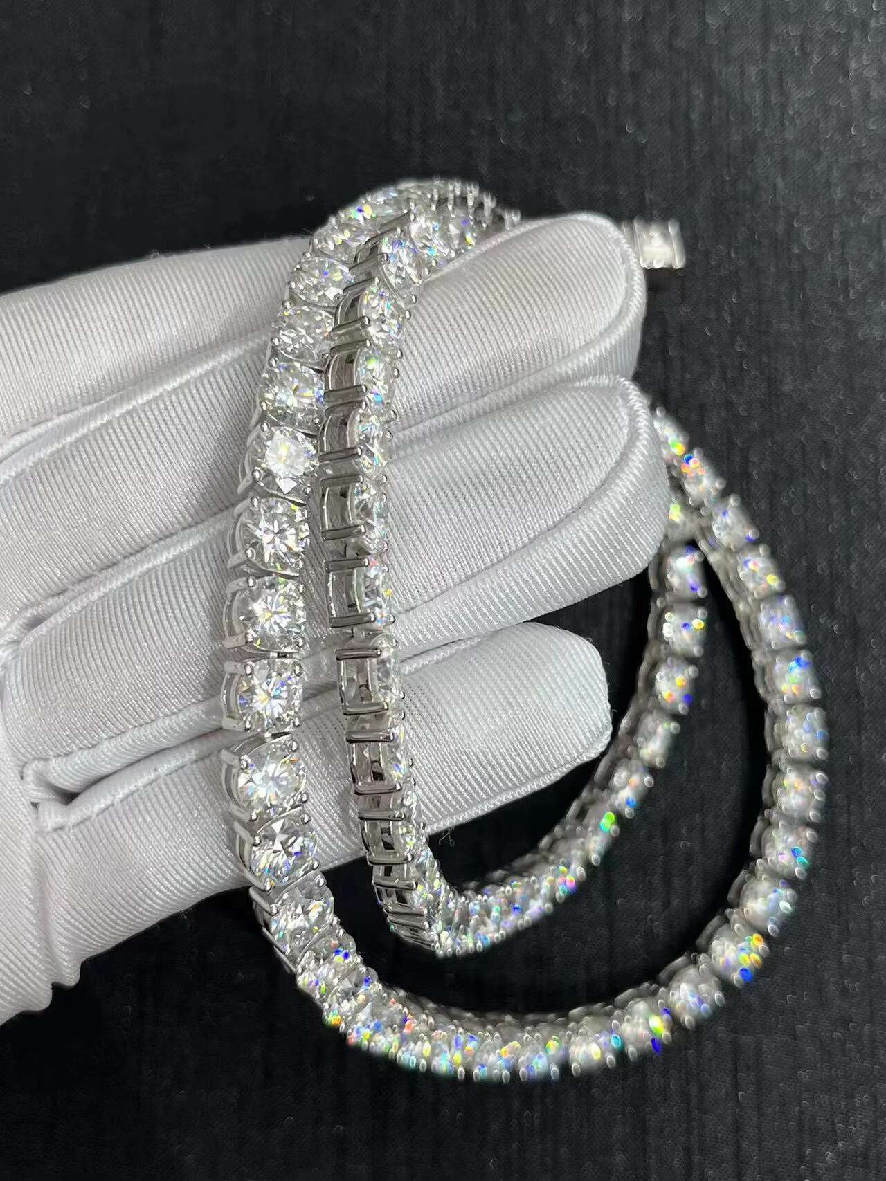 OACOCA Pretty Hot Sale VVS Moissanite Diamond Tennis Chain Necklace 925 Silver Jewelry Color Tennis Chain HOT