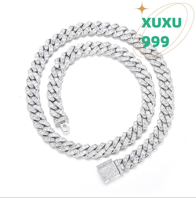OACOCA Hip Hop 925 Sterling Silver Moissanites Diamond Necklace Hiphop Moissanite Tennis Chain