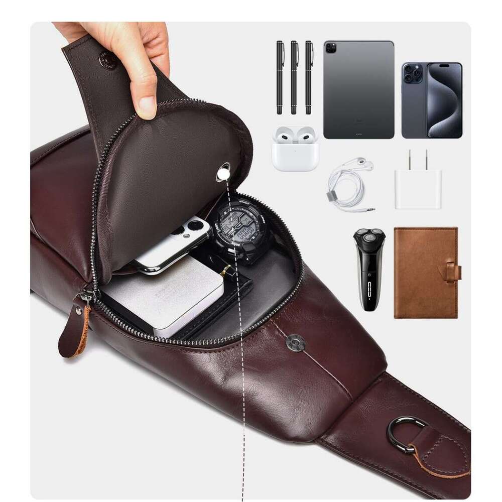 TAURUSCIAGA Zhen Niu Shijia Men's Genuine Leather Single Shoulder Crossbody Chest First Layer Cowhide Front Sling Bag Portable