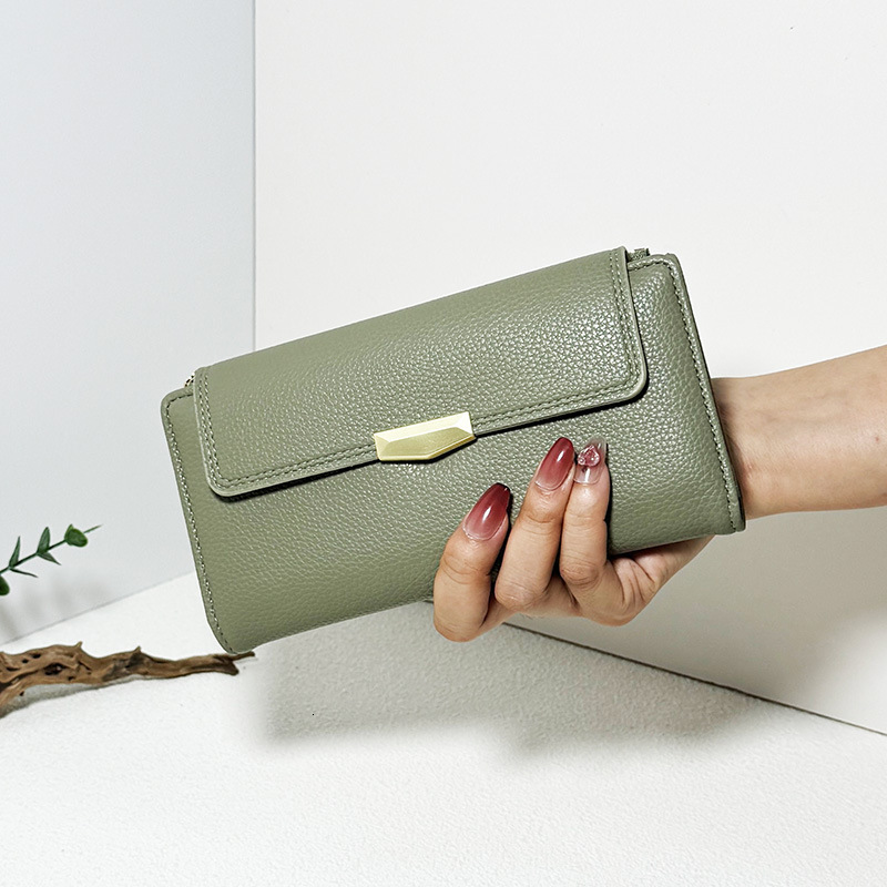 Free Shipping 2025 New Designer Bag Lychee Texture Women's Long Wallet High-end Multi Slot Leather Card Bag Exquisite And Practical Coin Bag
