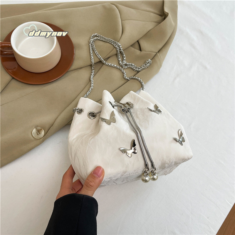 Autumn Super Popular Niche for Women 2024 New Fashion Versatile Chain Crossbody High-end Single Shoulder Bucket Bag ddmynov