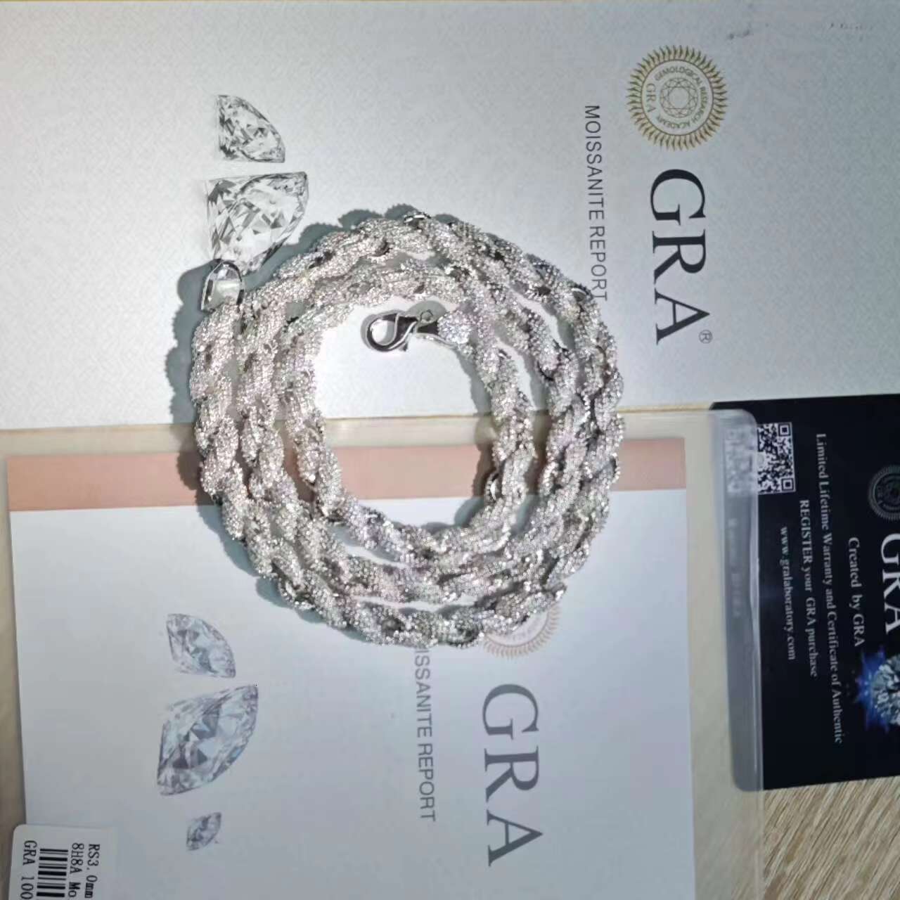 Wholesale VVS High Transparency Color Moissanite Jewelry Hip Hop S925 Silver Necklace Mens Cuban Chain Tennis Rope Chain