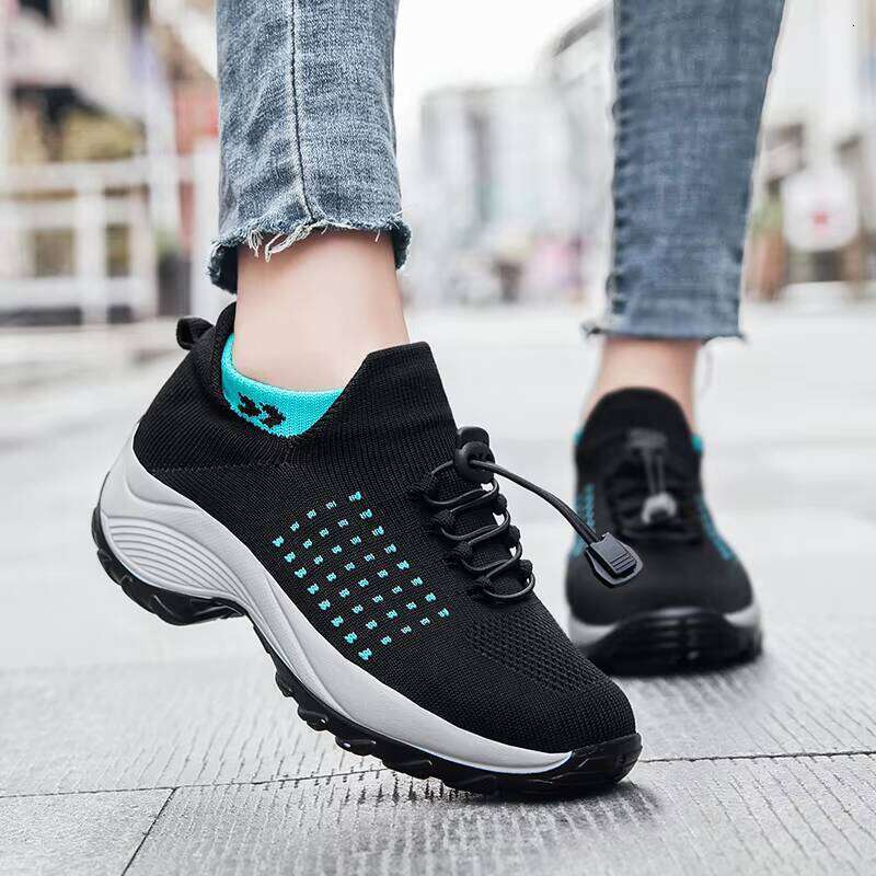 Hot Selling Women Low Top Socks with Lace-free Elastic Laces Walking Sneakers Big Casual Shoes Size Range 35-45