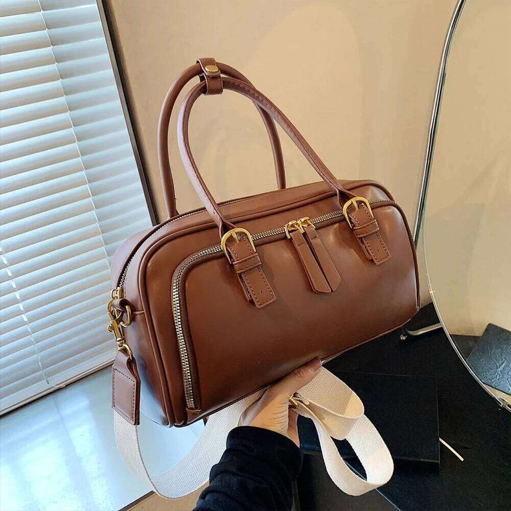 Women Shoulder Adjustable Strap Boston Tote PU Leather Multi-Pocket Top Handle Bag Clutch Purse For Work Travel