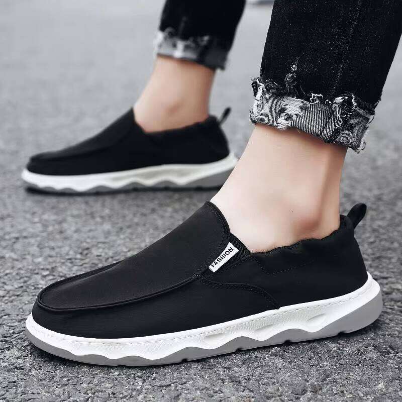 Wholesale Lazy Slip-on Comfortable Fisherman Boots Men's Solid Color Low-top Casual Canvas Shoes