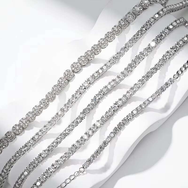 Fine Jewelry VVS 3mm Mossanite Jewelry Iced Out Tennis Bracelet 925 Sterling Silver Sparkling Moissanite Tennis Bracelet Chain