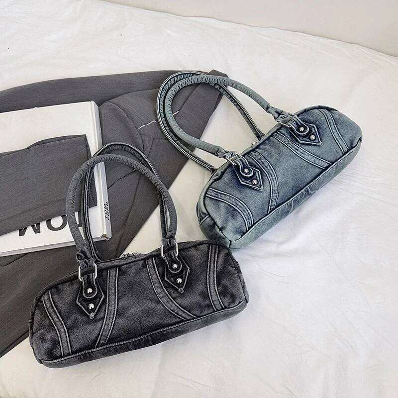 Casual Travel For Women Designer Business Boston Large Capacity Denim Shoulder Bag Leisure Pillow Handbag Lady