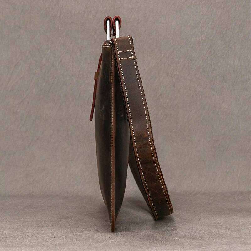 Genuine Zipper Briefcase For Man Messenger Office Bags Male Crazy Horse Leather Laptop Bag 13 Inch Maletines Hombre