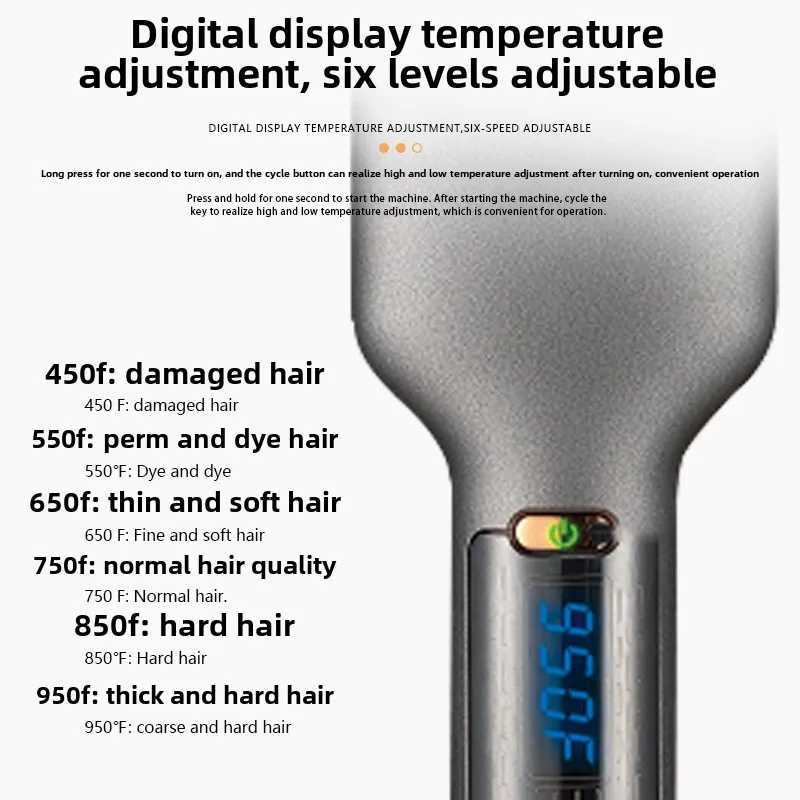 Kemei Hair Straightener Curler Aluminium Ceramic Coated Heating Plate 6-Level Temperature Control Crimping Styling Tool W250610