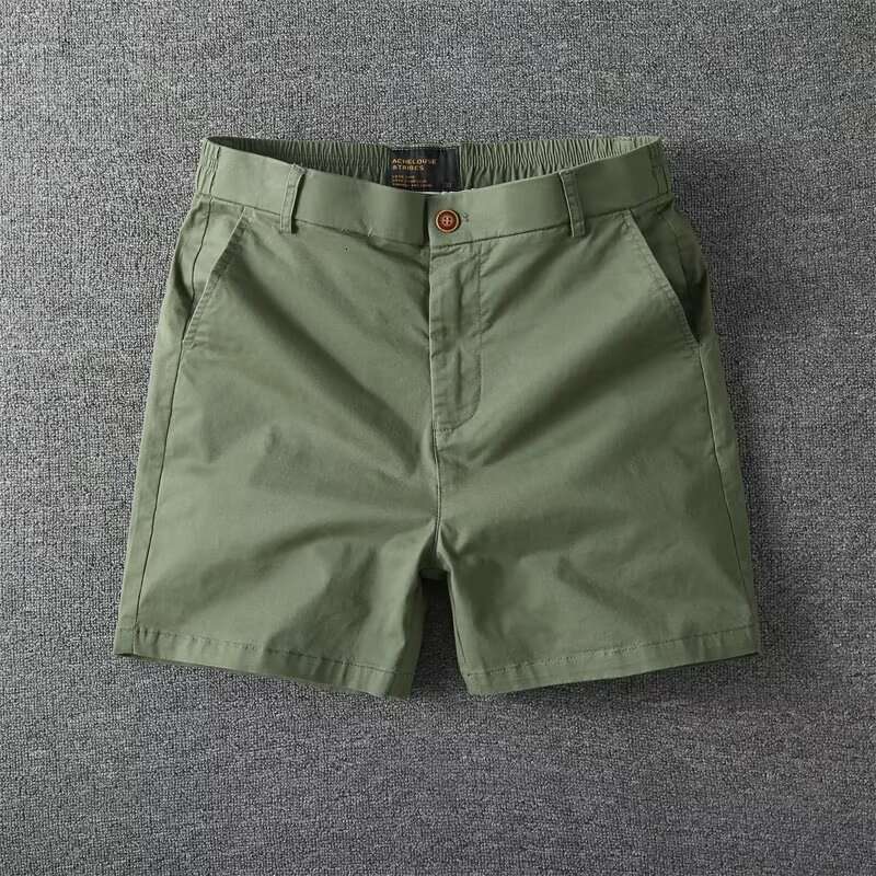 Summer New Men's Casual Slim Fit Straight Cargo With Slight Stretch, Cotton Four-Quarter Pants, Beach Shorts B5
