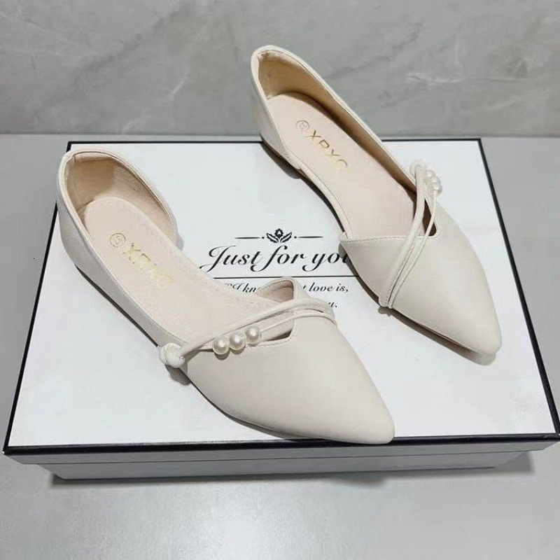 French Style Side Hollow Single Shoes For Women Spring New Pointed Toe Flat Evening Fairy Gentle Soft Leather sandal Loafers Ddmysaturn