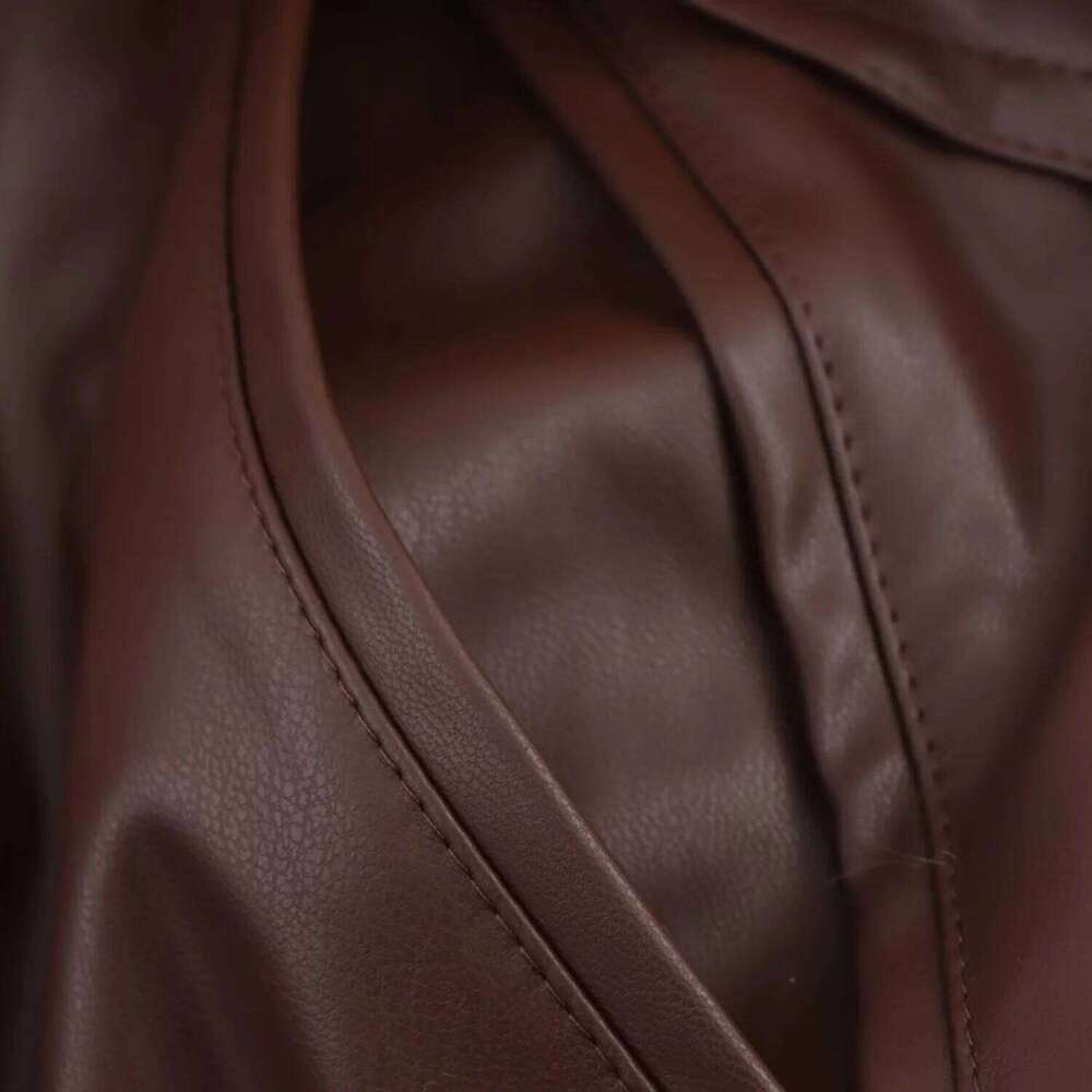 2025 Myst&Za women's summer new jacket with collar and belt, commuting casual faux leather short jacket, windbreaker