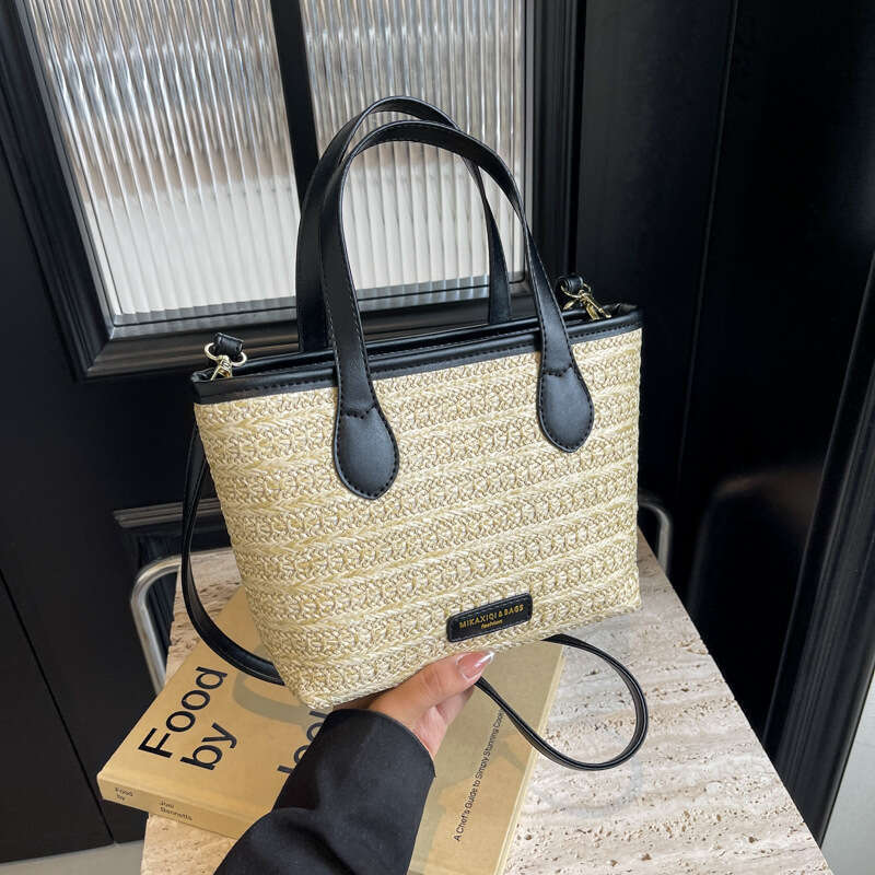 Beach Woven Bucket for Women 2024 New Fashion Trendy Straw Stylish Versatile Simple Shoulder Bag GUHUISHU