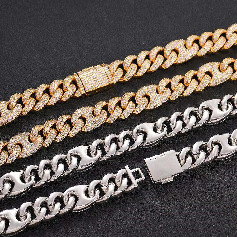 OACOCA Hip Hop 15mm Cuban Chain Iced Out Necklace for Men Designer Fine Fashion Necklaces Women Dainty Charms for Necklace