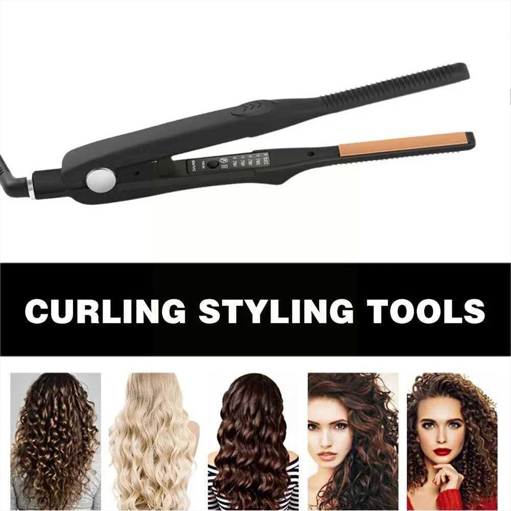 Ultra-Thin Hair Curler 2 in 1 Function Hair Straightener and Curler Crimper 4 Temperature Ceramic Flat Thin Plate Styling Tool W250610