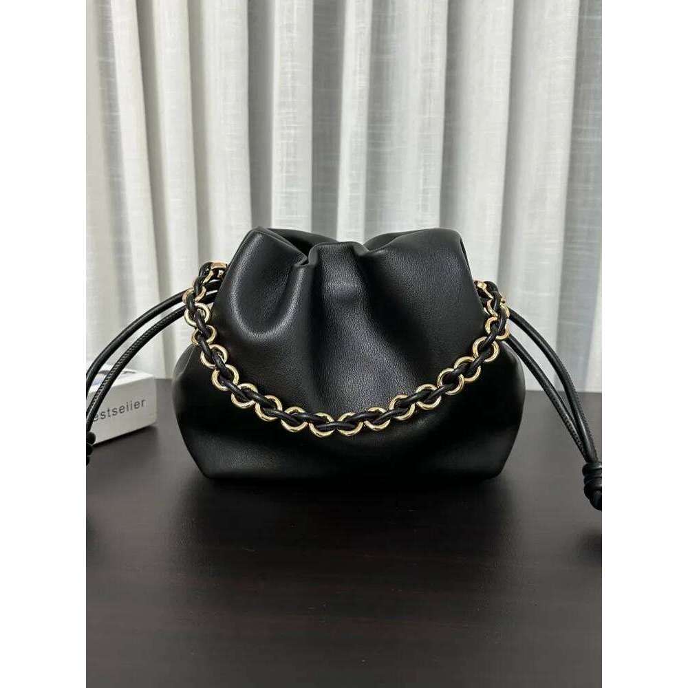 Office Women Single Chain Strap Shoulder String Bucket Versatile Multi Functional Design Casual Split Leather Crossbody Bag 2025/06/10