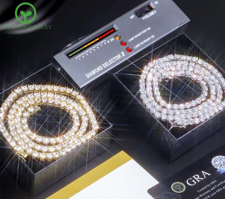 Men's and Women's Luxury Moissanite Tennis Necklaces Solid 10K & 14K Gold with Precious Gemstones (Choose from Multiple Sizes)