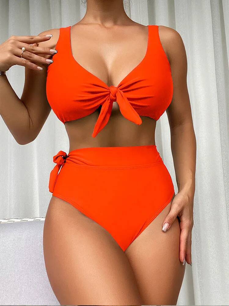 Sexy Micro Bikini Sets Swimwear Women 2023 Solid V-neck Two Piece Swimsuit Beach Swimming Bathing Suit Monokini Biquini Outing