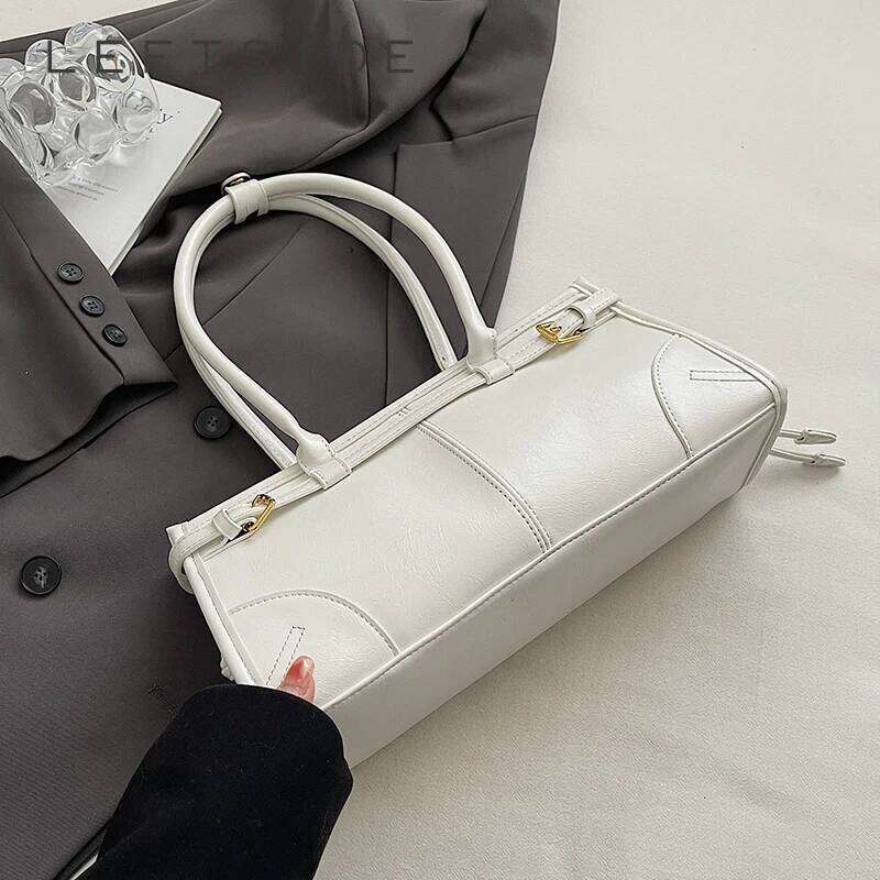 LEFTSIDE Small PU Leather Underarm Bags For Women 2025 Y2k Summer New Trend Fashion White Shoulder Tote Bag Handbags And Purses