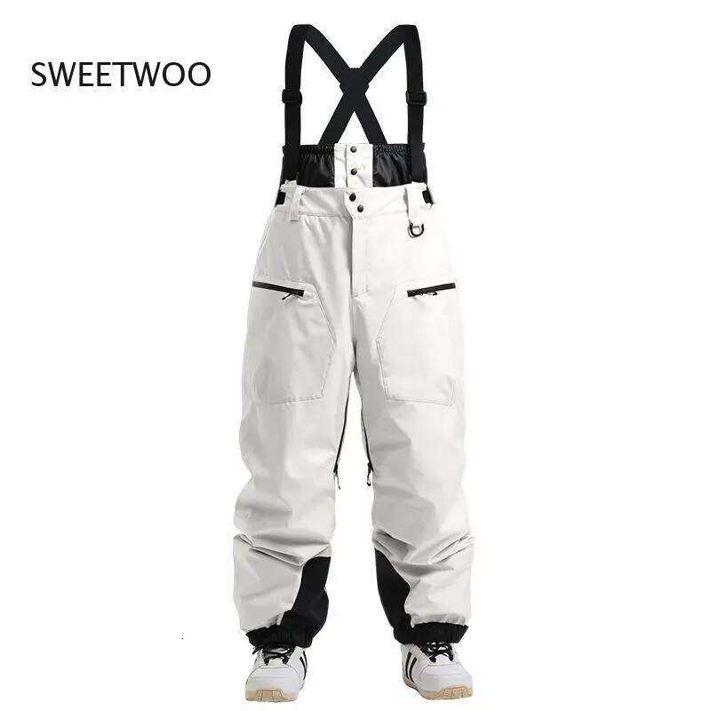 Women's Windproof Waterproof Winter New Ski Pants Strap Thickened Quilted Warm Single And Double For Men