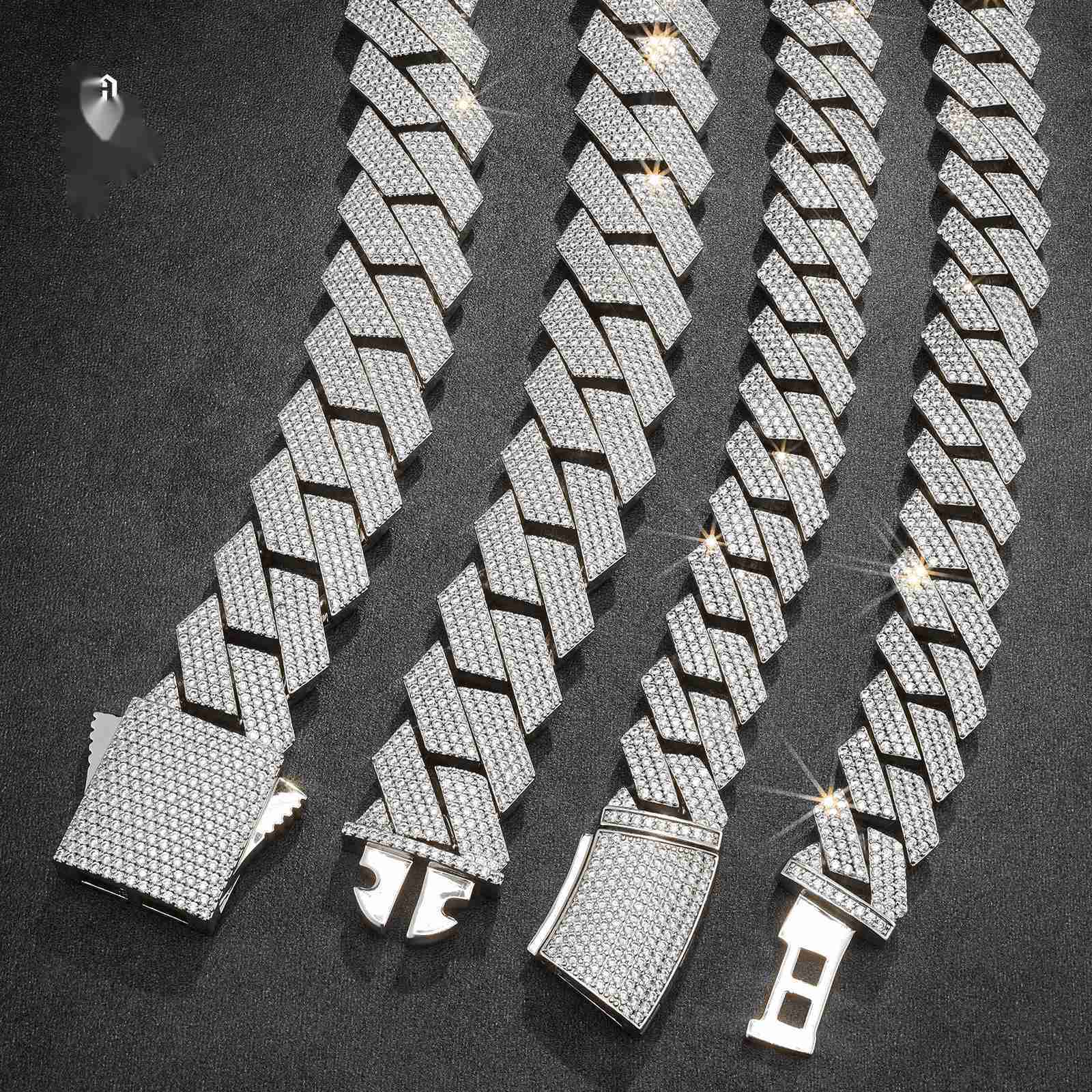 OACOCA High Jewelry Mens VVS Moissanite Necklace 925 Silver 15mm 18mm Cuban Link Chain Iced out Style