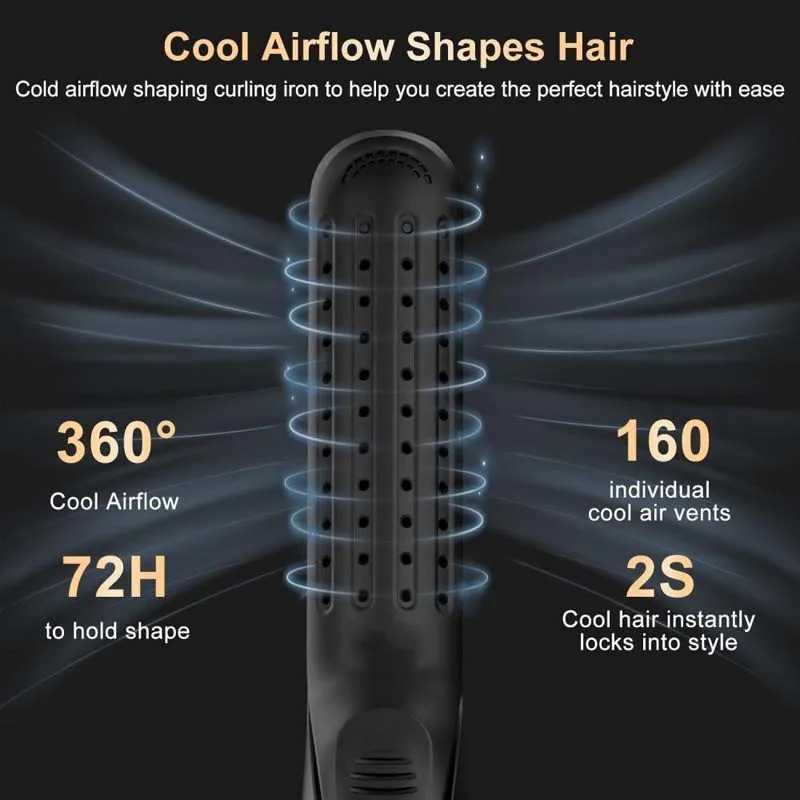 2 In 1 Ceramic Cool Airflow Hair Styler Portable Hair Straightener And Curler 3D Floating Plate Cool Air Styler Flat Iron W250610
