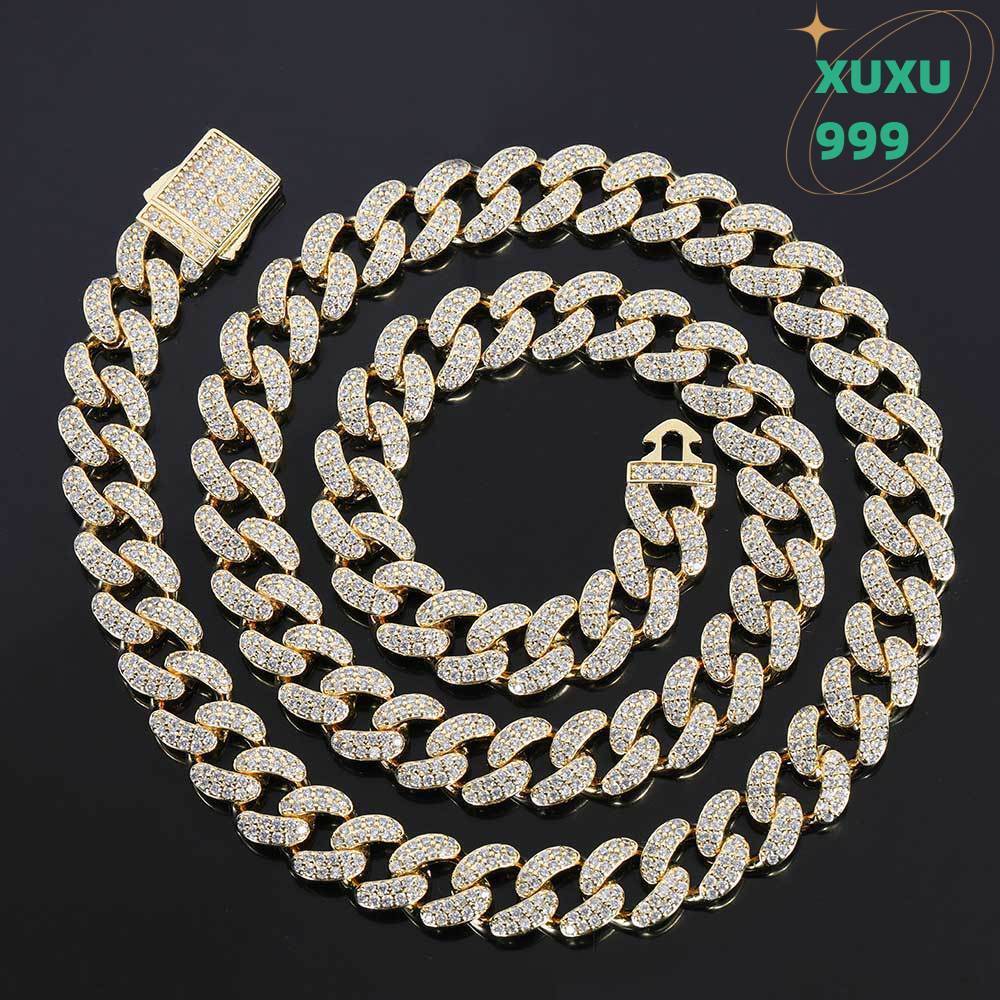 OACOCA Hip Hop 12mm Zircon Cuban Chain Necklace Men Iced Out Diamond Fine Jewelry Necklaces Charm Gold Plated Long Necklace