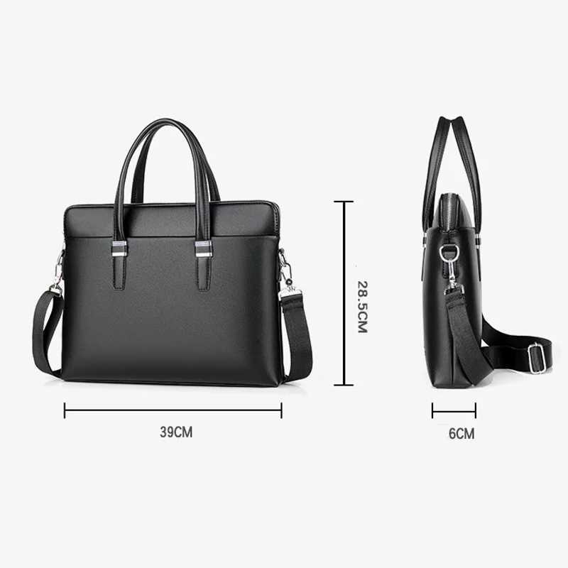 Mens Premium Leather Briefcase - 14 Laptop Business Bag for Office Travel with Detachable Shoulder Strap W250610