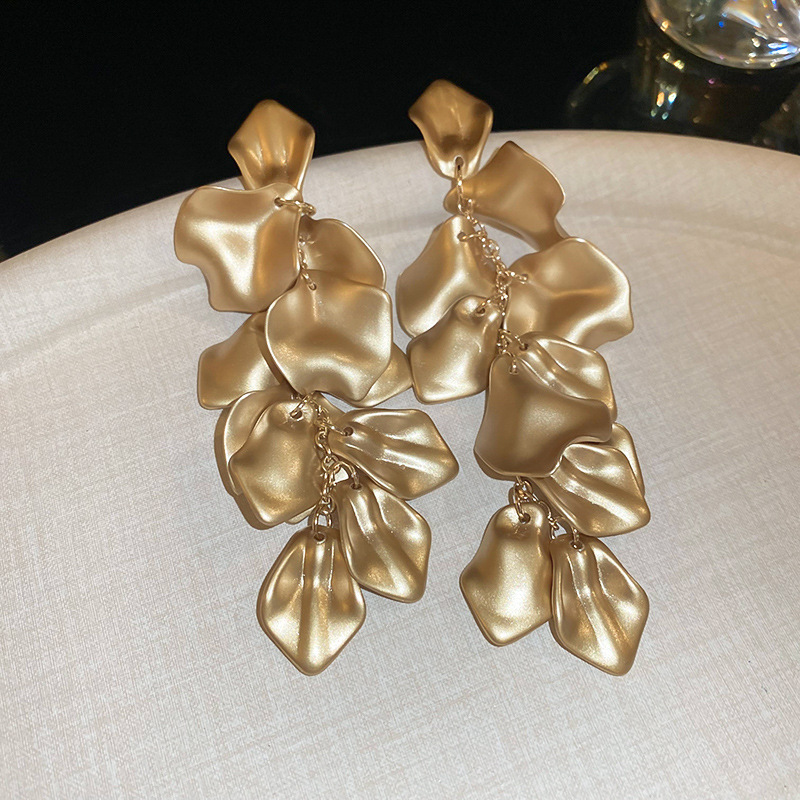 European American Rose Petal Inspired Long Tassel Earrings Eco Friendly Elegant Trendy Statement Jewelry for Women