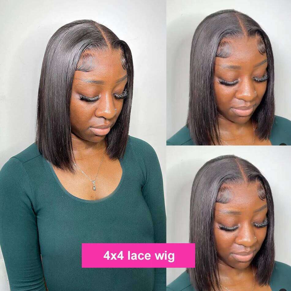 Luvin Bone Straight Short Bob 13x4 Frontal Human Hair Wigs 180% 4x4 Lace Closure Remy Brazilian Front Pre Plucked For Women