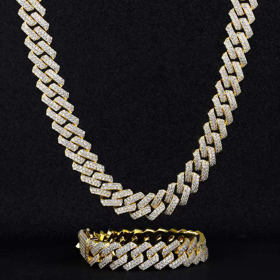 925 Silver 6mm Cuban Chain Necklace 14K Gold Plated VVS Moissanite Trendy Hiphop Iced Out OACOCA