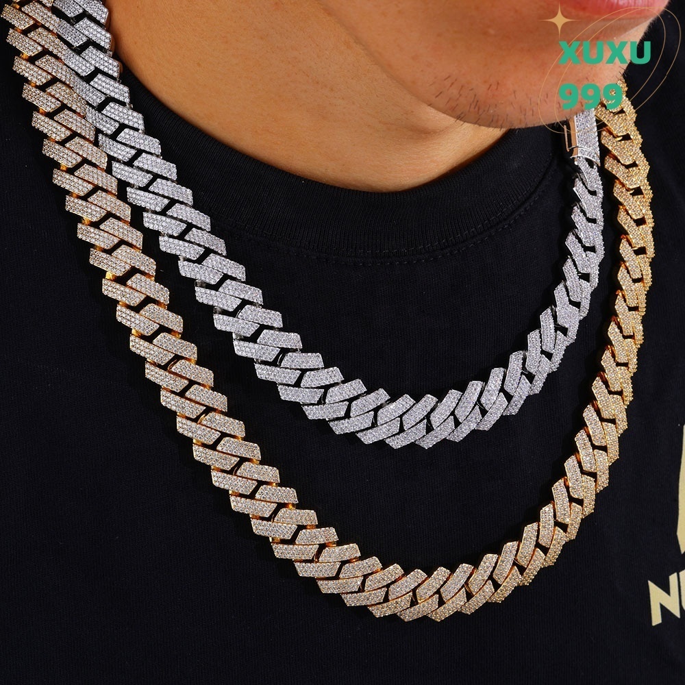 OACOCA Hip Hop S925 Silver Cuban Chain Moissanite Jewelry Necklace for Men 18k Gold Plated Fashion NecklacesNecklaces Charm