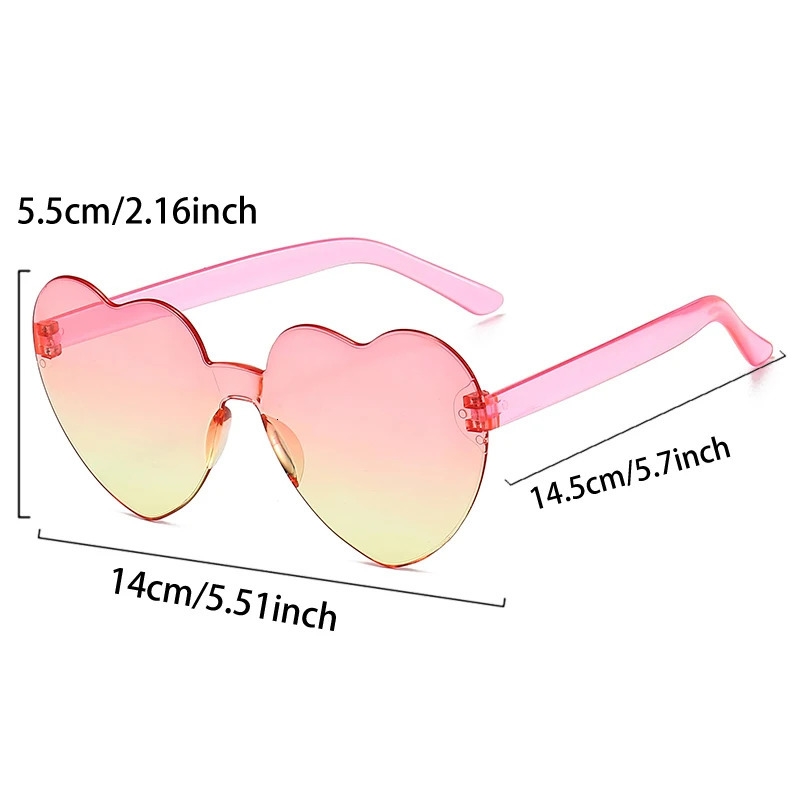 16 Pcs Per Set Rimless Heart Shaped Sunglasses Women Cute Fashion Beach Holiday Shades Trendy Multi-color Rave Sun Glasses 250530