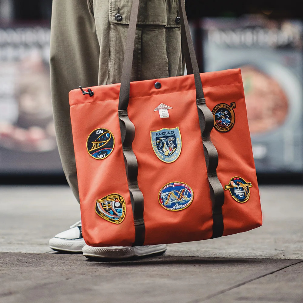 Maden Casual Space Exploration Embroidered Tote Bag Unisex Largecapacity Work for Commuting Spacious Laptop Shoulder Bags 250605