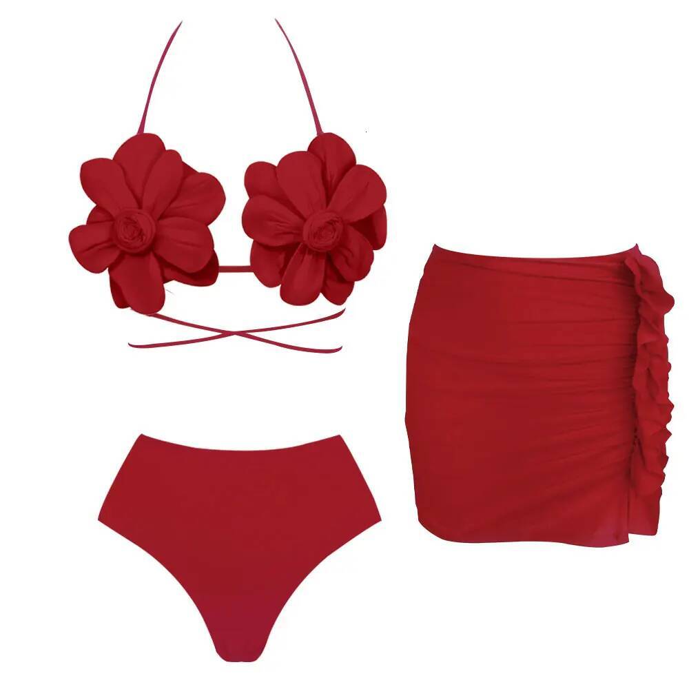 Flower Bikini Set With Skirt Designer Swimsuit Women Sexy Swimwear High Waist Biquini Desire Bodysuit Bathsuit Beachwear