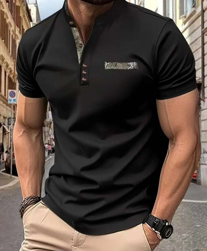 Clothing Summer New Men's Casual Stand Collar Short Sleeve Polo Shirt B5