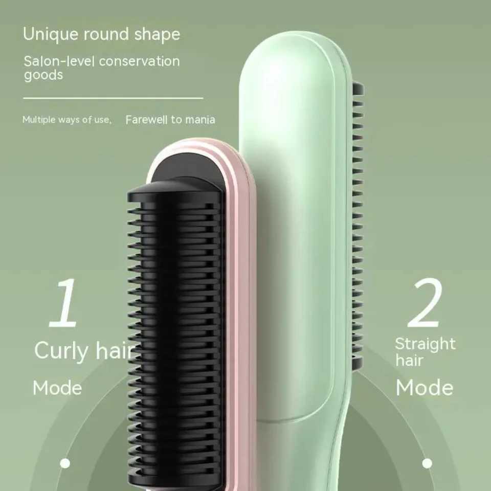 Effortless Fast-Heating Hair Brush and Straightener for Silky Smooth - Anti-Scald Technology Auto Power Off Perfect Fri W250610