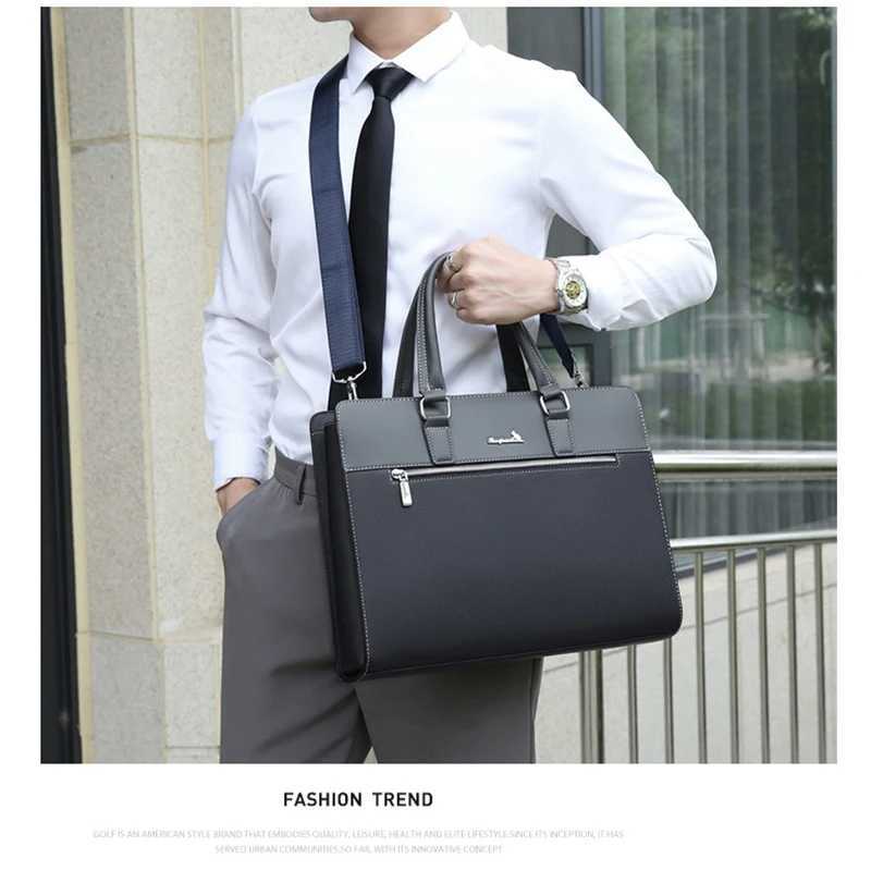 PU Leather Briefcase Bag For Men Laptop Executive Designer Handbags Shoulder Business Male Messenger Crossbody Bag Portfolio W250610