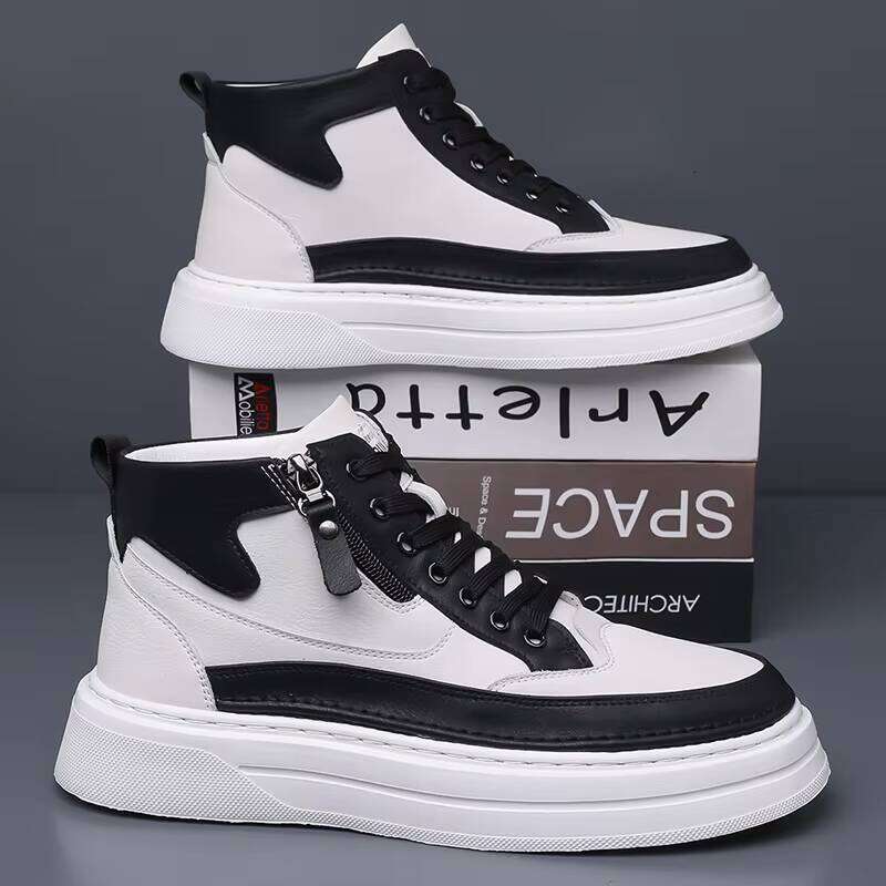Hot Selling Fashion Winter Casual White Outdoor Leather Boots High Top Men's Shoes