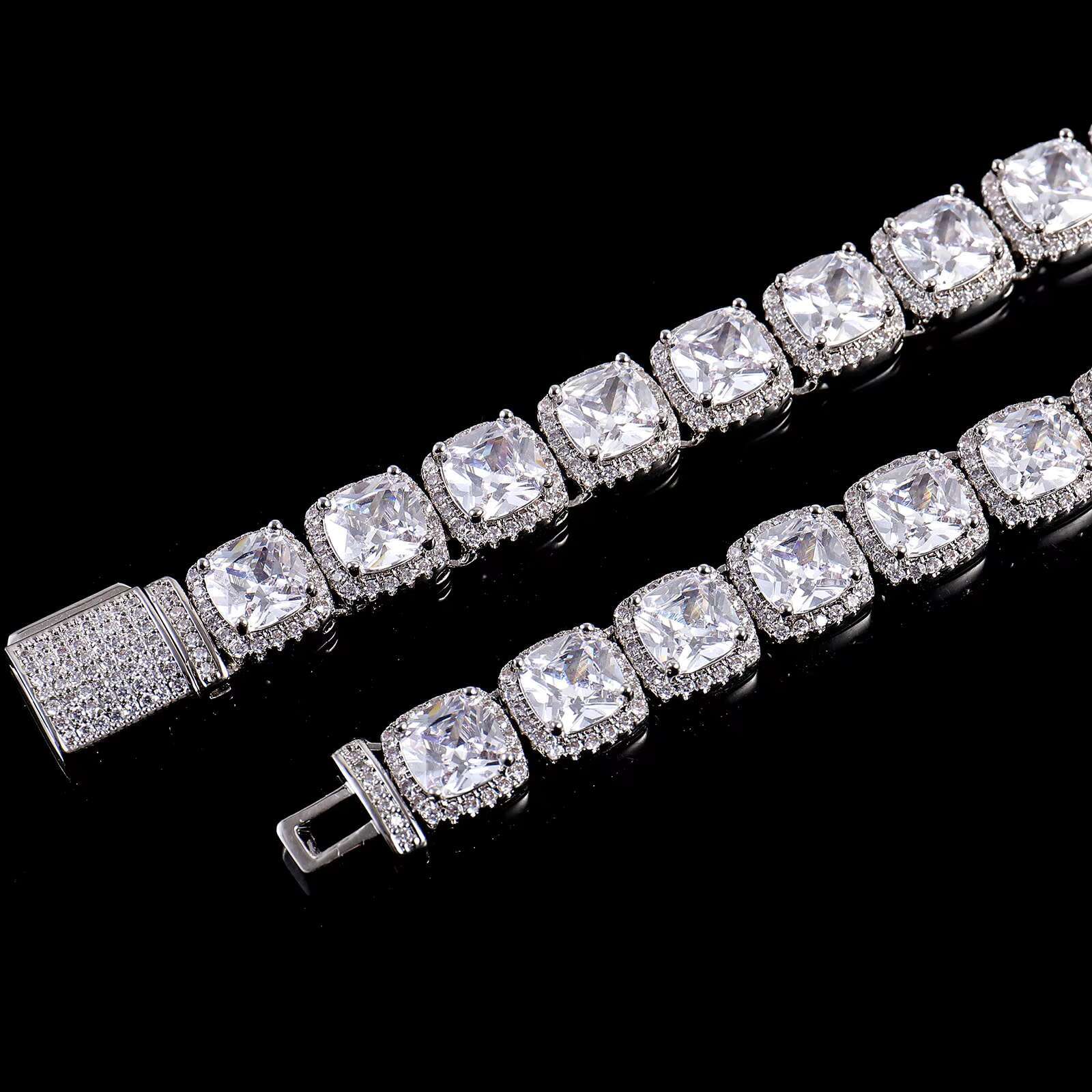 OACOCA 8mm Silver Gold Color Fashion Hip Hop Necklace Moissanite Chains Iced Out Tennis Link Chain Hip Hop for Men