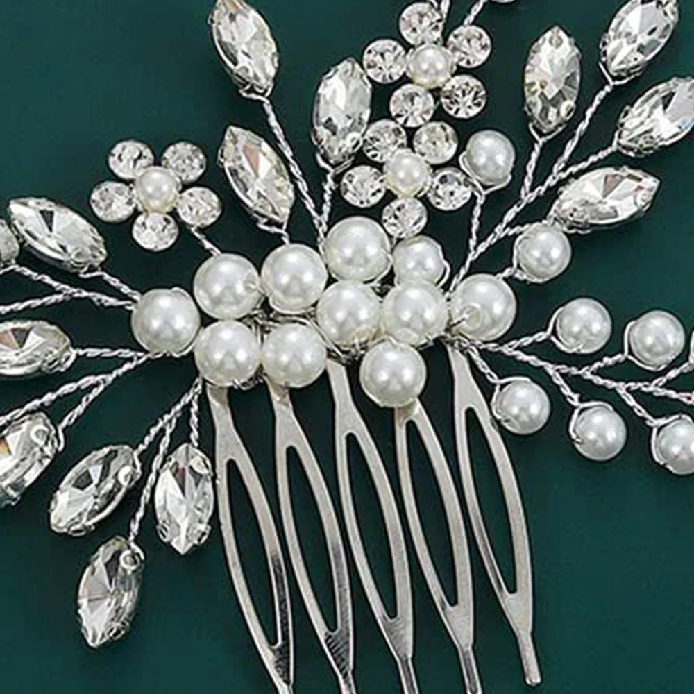 Fashion Handmade Flower Pearls Hair Comb For Women Bride Hairbands Clip Wedding Hair Accessories Crystal Headband Clips 250610