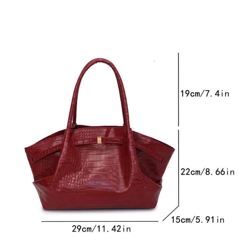Meet You Vintage Crocodile Print Women's Pu Leather Tote Design Pleated Female Daily Large Capacity Commuter Bag
