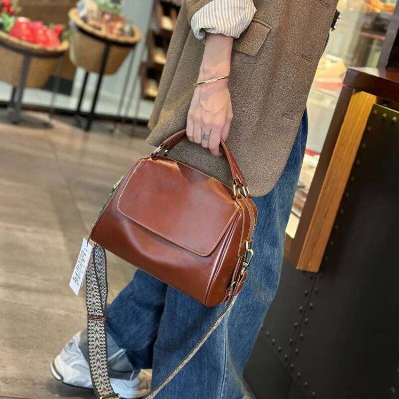 Designer Bag Genuine Leather Retro New Casual Versatile Crossbody Premium Sense Single Shoulder Pillow Bag Handbag