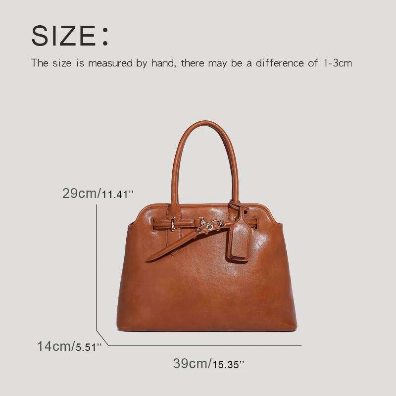 England Style Tote Bags For Women Designer Handbags Purses 2024 New In PU Belt Buckle Top Handle Large Capacity Shoulder