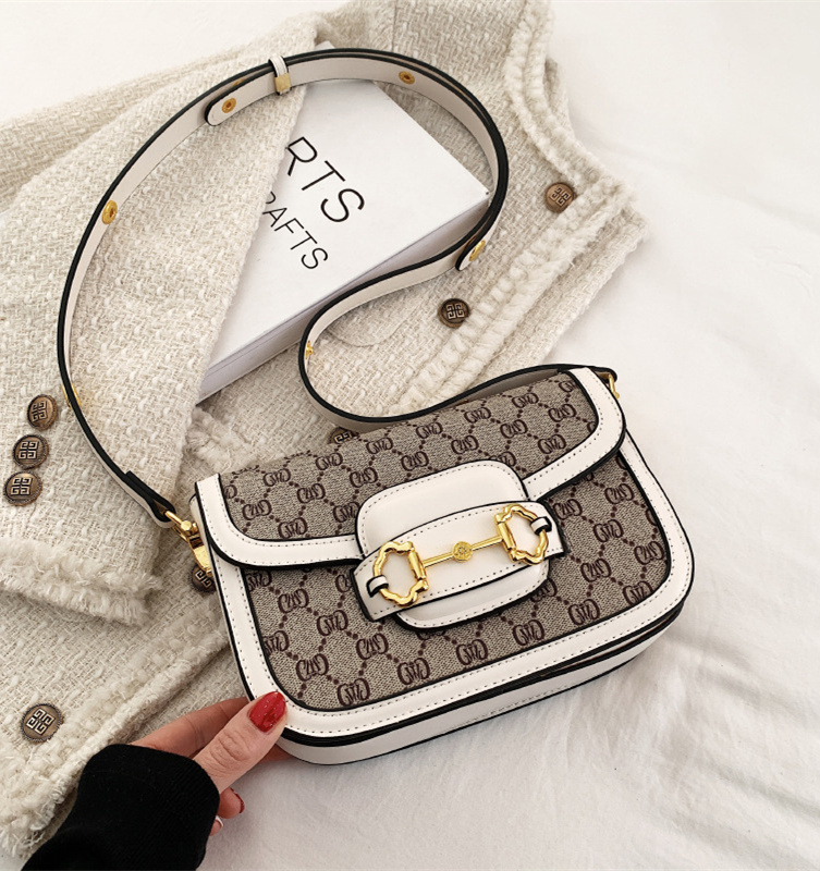 Free shipping 2025 new designer high-end women's bag fashion temperament printed small square bag saddle bag versatile shoulder crossbody bag bla