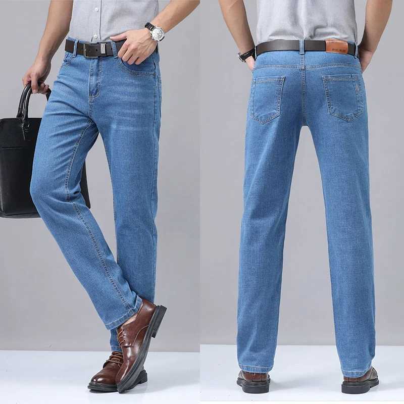 Summer yeni erkek mikro elastik dz bacak denim pantolon ekilli ve cilt dostu birden fazla boyutta i erkek pantolonu M250610