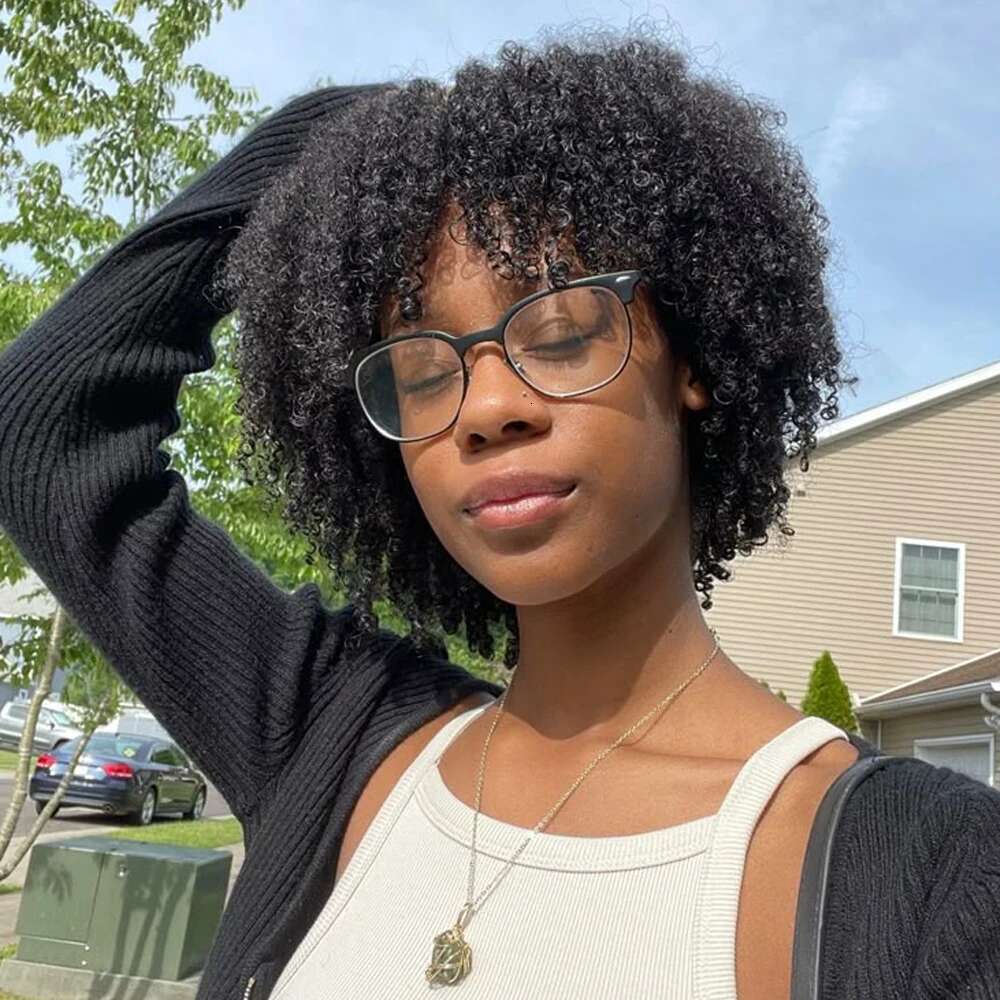 MsSunlight Short 4B 4C Afro Kinky Curly Brazilian Wig For Woman Human 100% Natural Hair Wigs Full hine