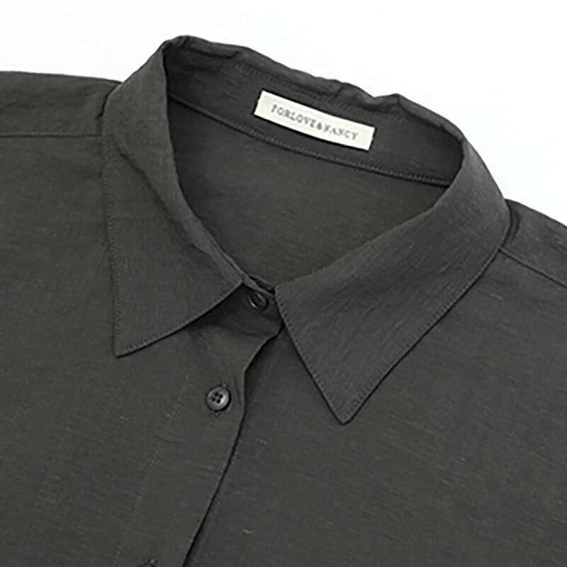 DEAT Fashion Blue Linen Irregular Sunscreen Shirt Women's Lapel Loose Fit Single Breasted Long Sleeves Short Blouse New 7Ab9147