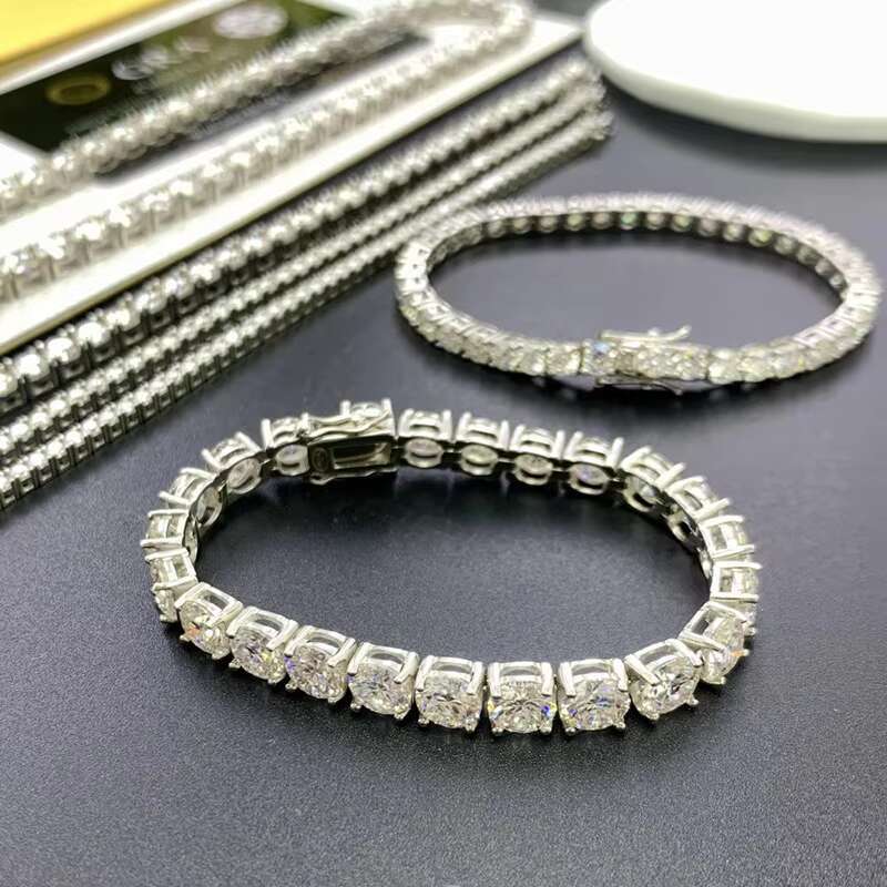 OACOCA 5mm Moissanite Tennis Chain 925 Silver Hip Hop Jewelry for Men