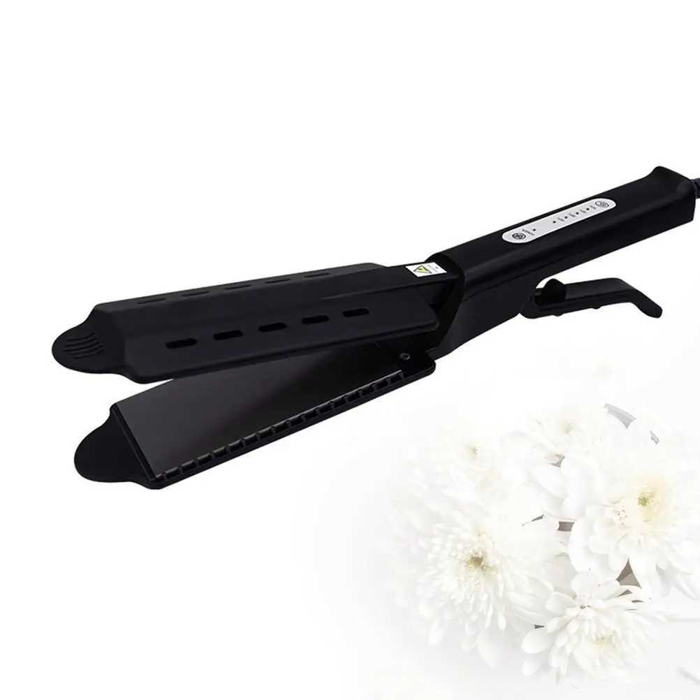1pc Electrical Splint Straight Hair Clamp X Shape Scissors Shape Splint Hair Straightener for Salon Barber with EU Plug (Black) W250610